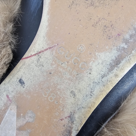 Gucci 2015 Re-Edition Princeton Leather Wool Lined Mule Slipper Black Size 38 - Picture 9 of 11